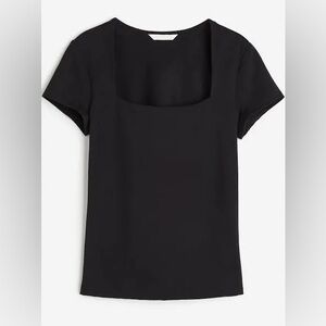 H&M ribbed square neck sweater top short sleeve